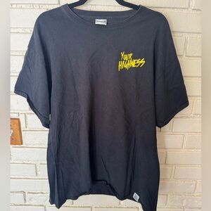 Black Graphic T-Shirt with Yellow Print